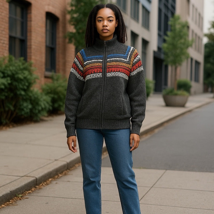 CUSCO ZIP UP STYLE ALPACA SWEATER (UNISEX)