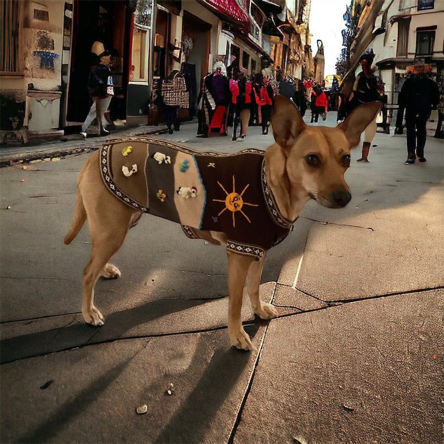 CAFE BROWN Handmade Peruvian Zip Up Dog Sweater (Sizes: X0-10)