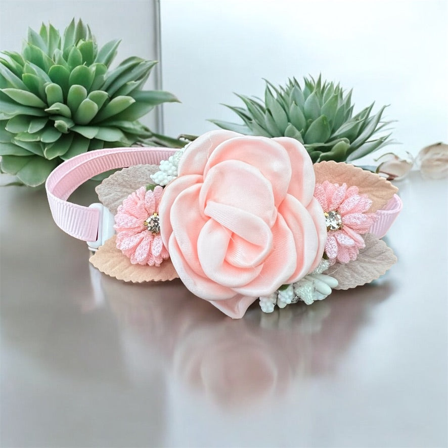 FLORAL PRINCESS dog bows with strap.
