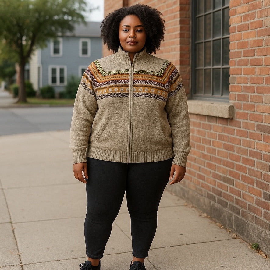 CUSCO ZIP UP STYLE ALPACA SWEATER (UNISEX)