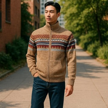 CUSCO ZIP UP STYLE ALPACA SWEATER (UNISEX)