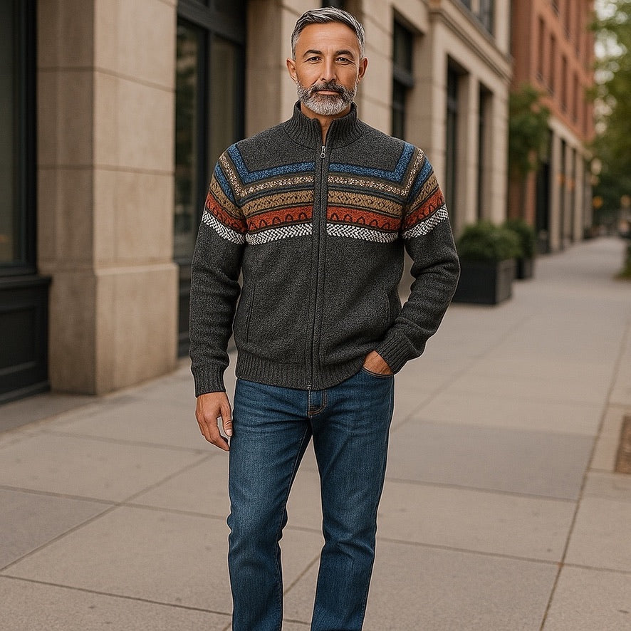 CUSCO ZIP UP STYLE ALPACA SWEATER (UNISEX)
