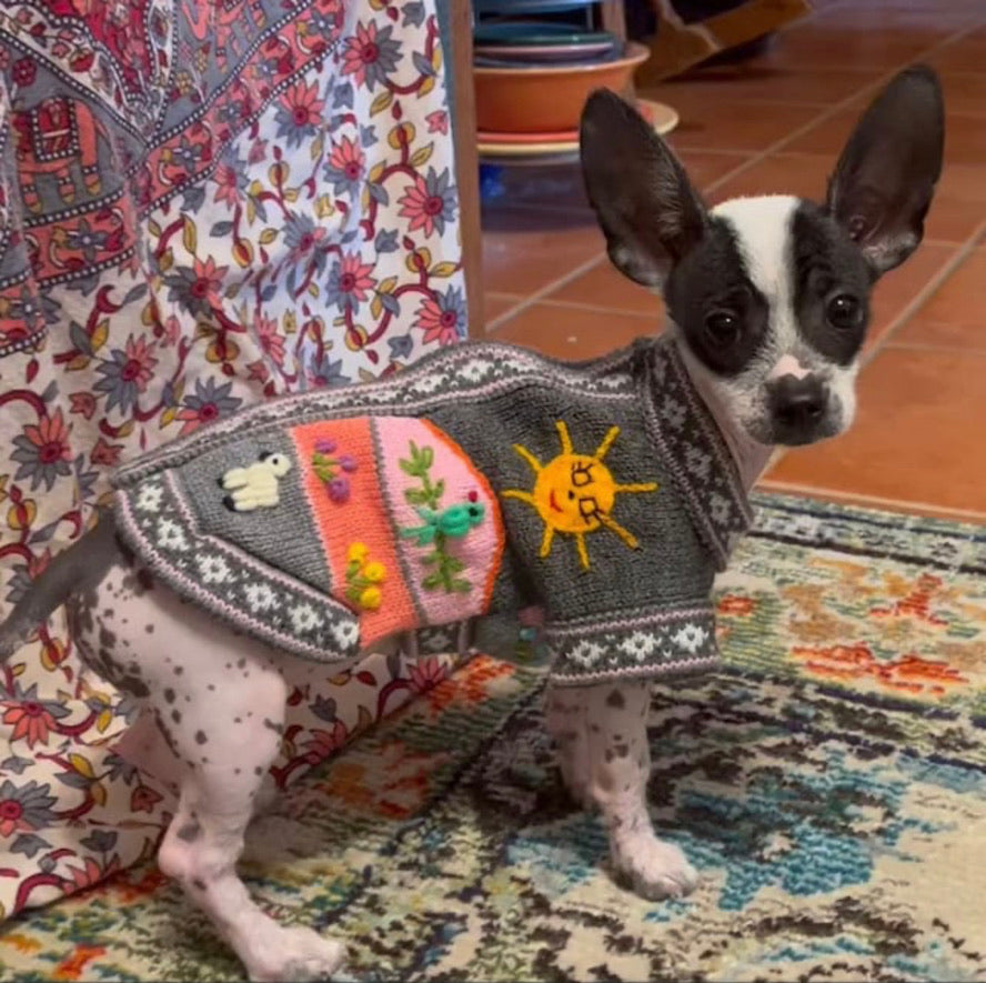 Gray and Pink Dog Sweater (SIZES XX0-14)