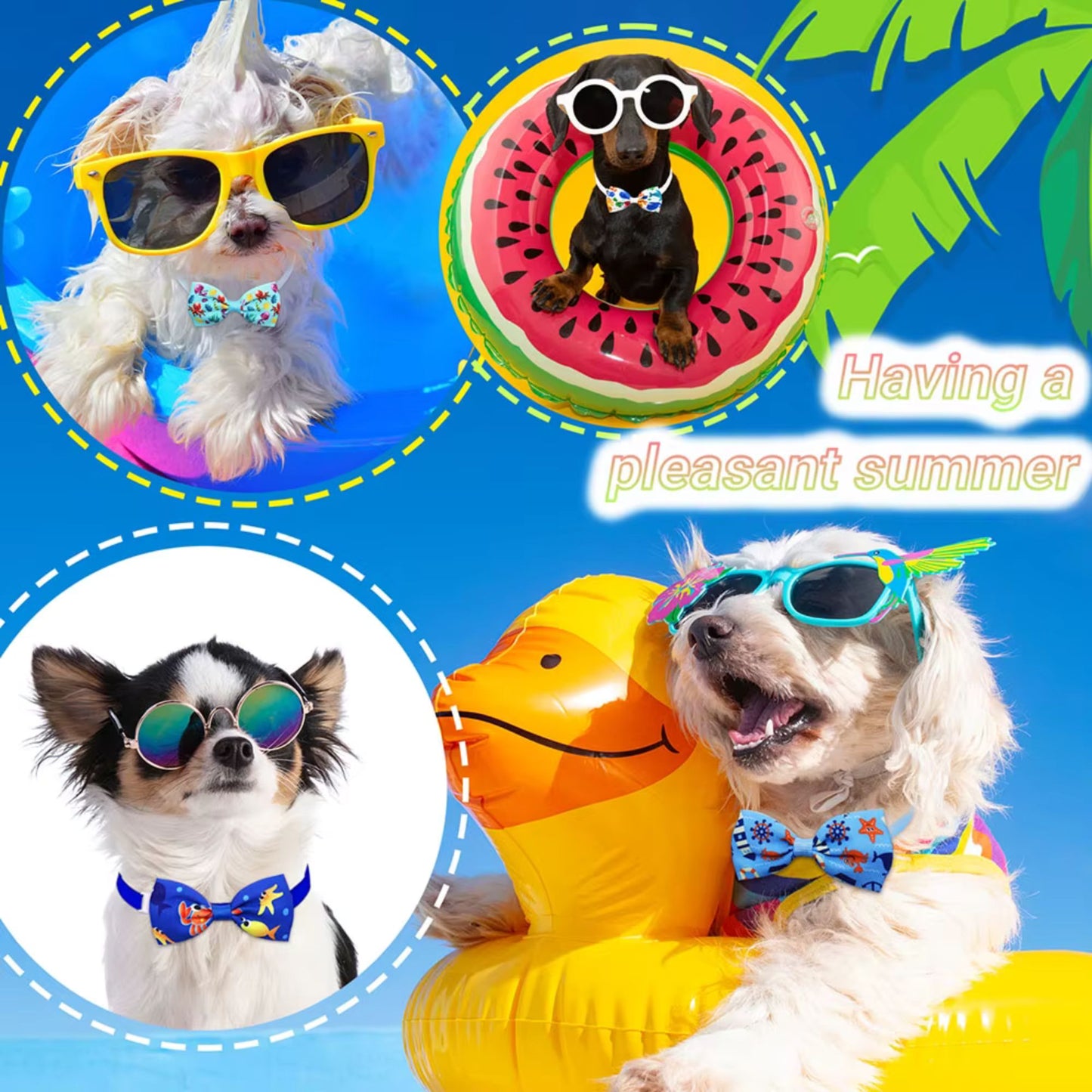 SUMMER STYLIN' dog bows with strap.