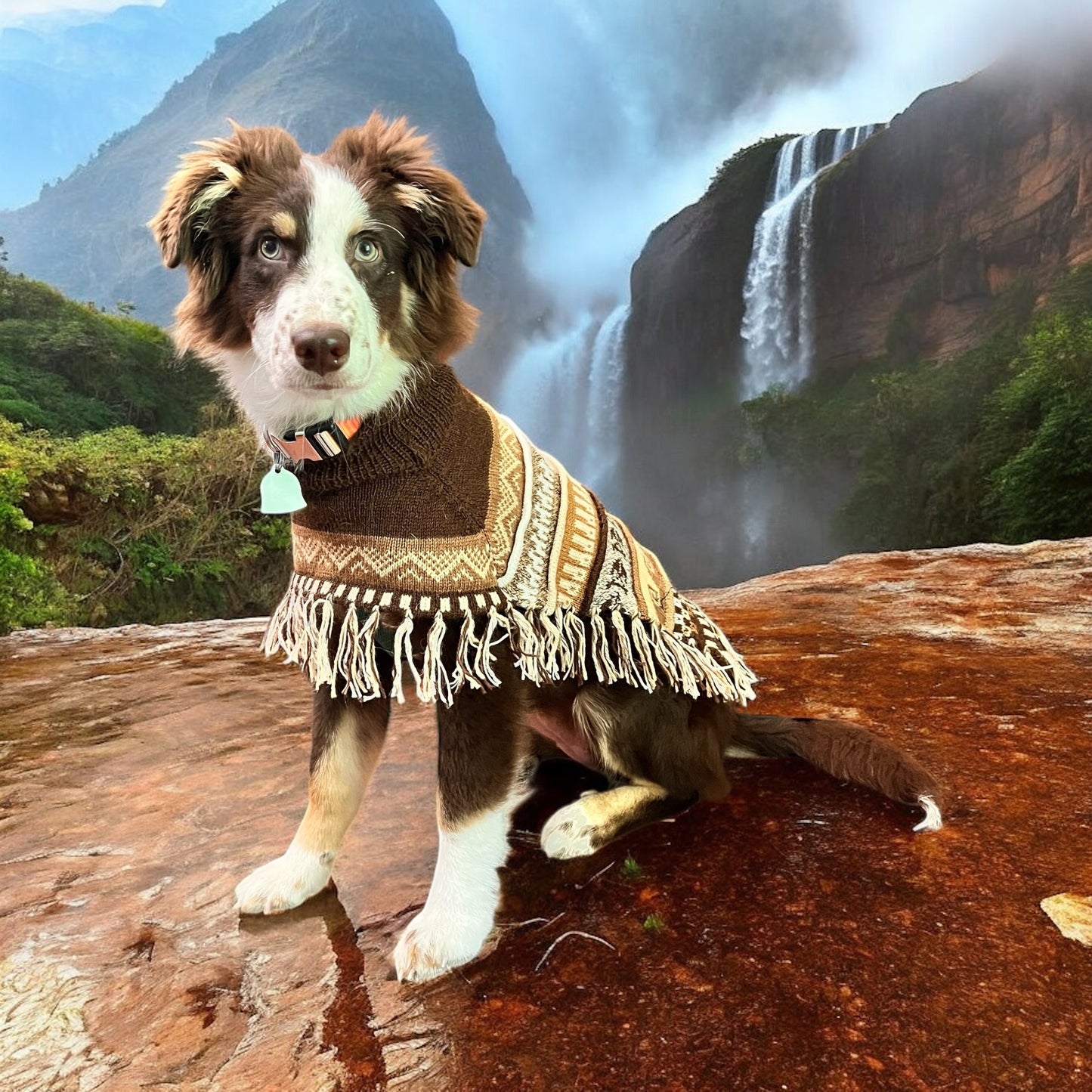 Luxury Handmade CAFE BROWN Alpaca dog PONCHO SIZE XX0-20