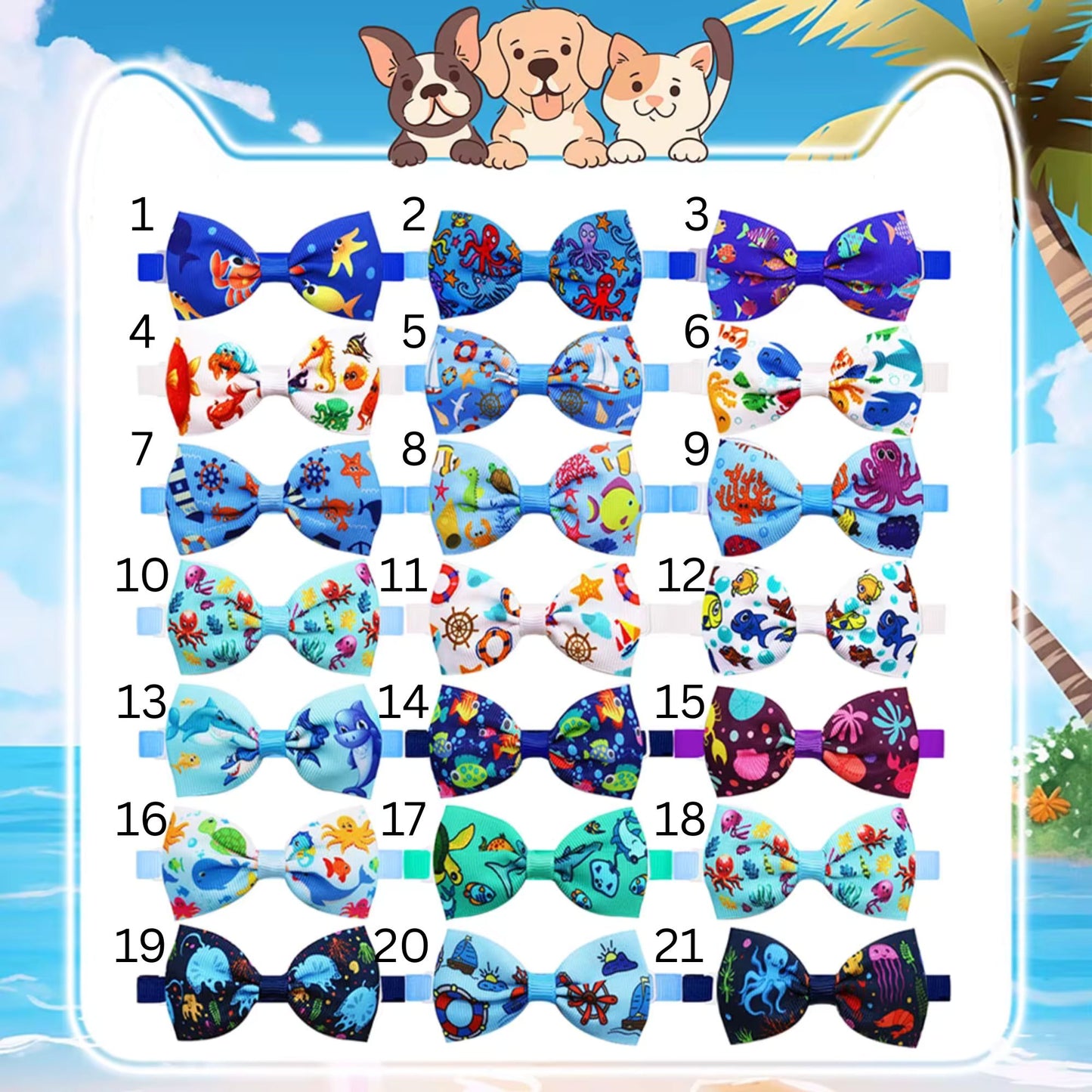 SUMMER STYLIN' dog bows with strap.
