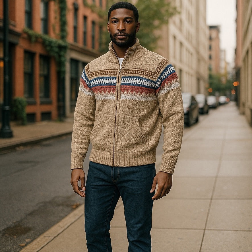 CUSCO ZIP UP STYLE ALPACA SWEATER (UNISEX)
