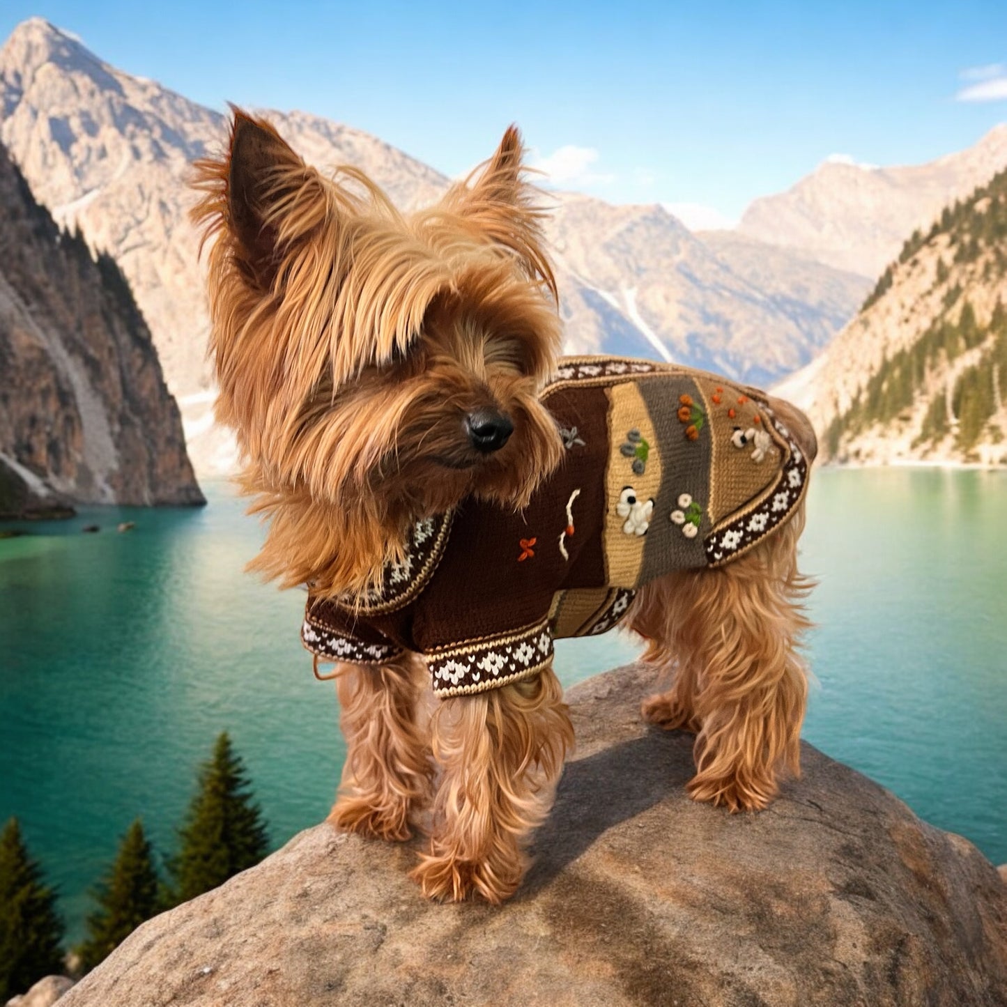 CAFE BROWN Handmade Peruvian Zip Up Dog Sweater (Sizes: X0-10)