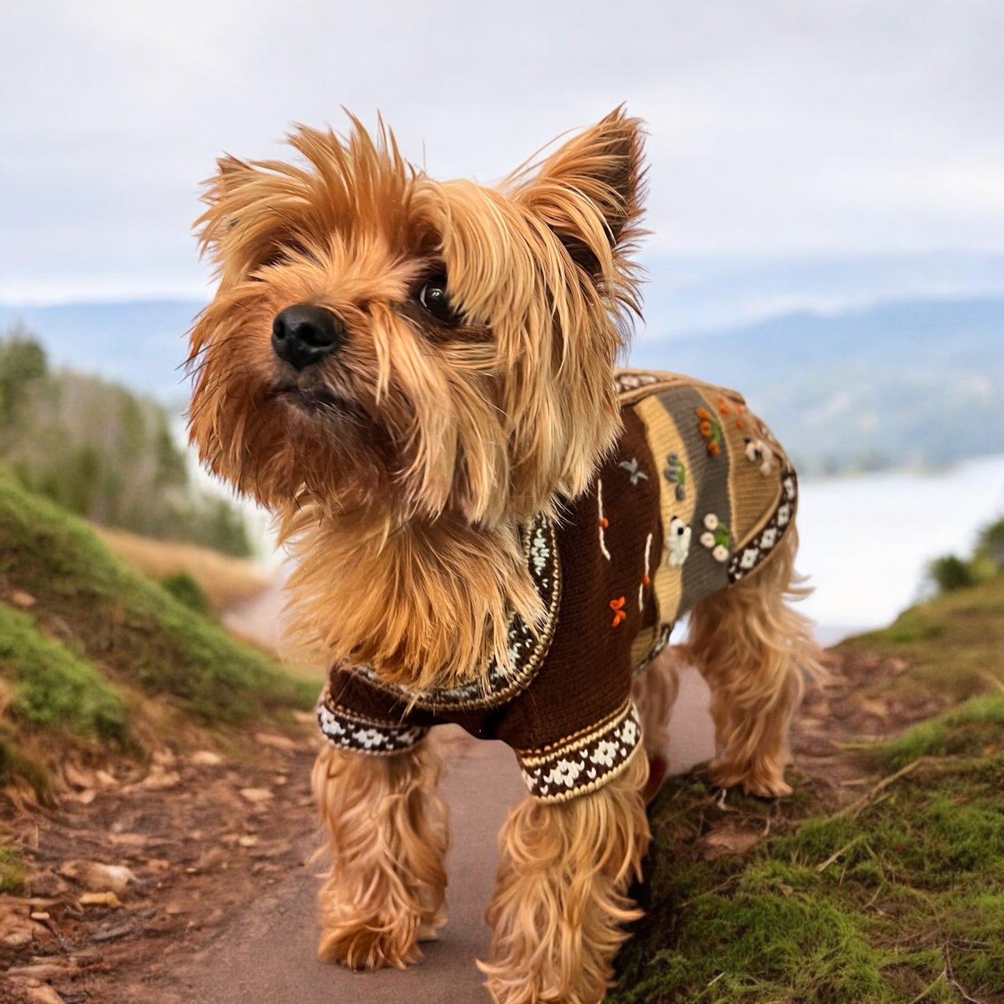 CAFE BROWN Handmade Peruvian Zip Up Dog Sweater (Sizes: X0-10)