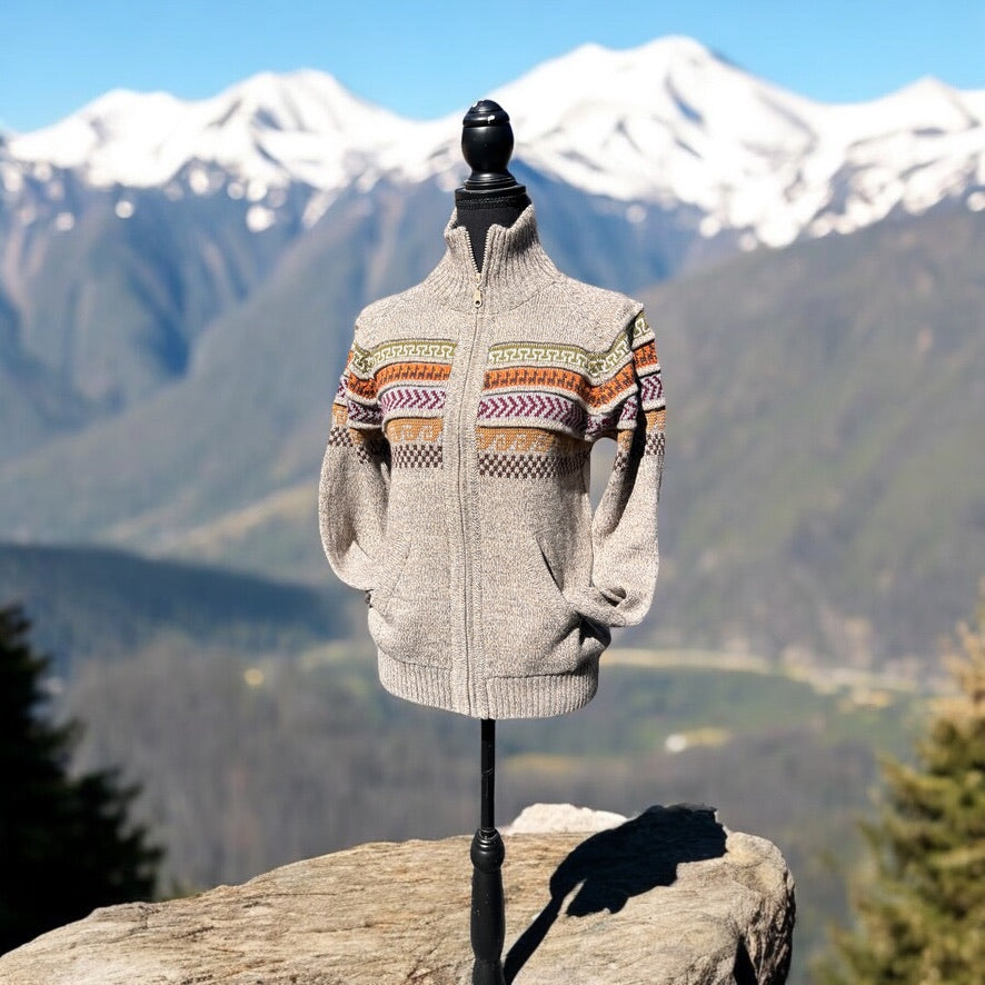 CUSCO ZIP UP STYLE ALPACA SWEATER (UNISEX)