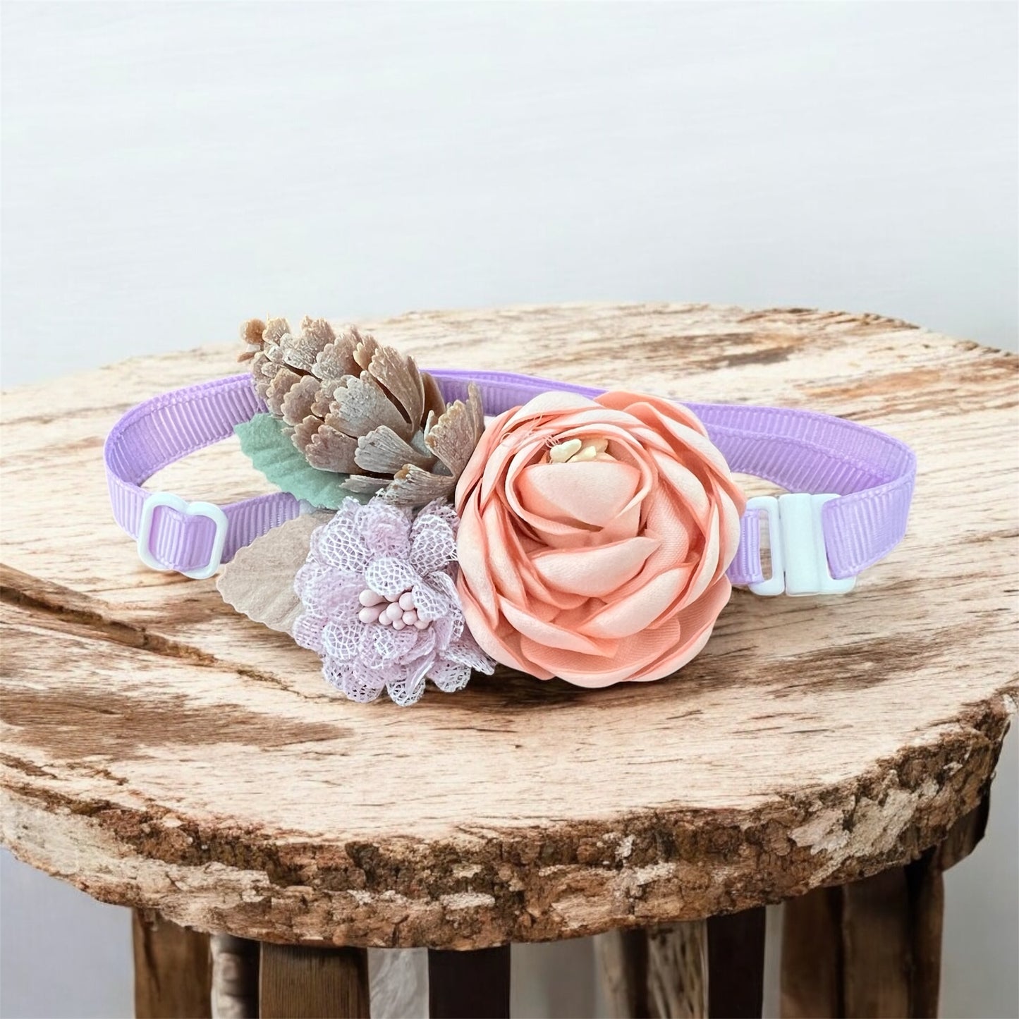 FLORAL PRINCESS dog bows with strap.