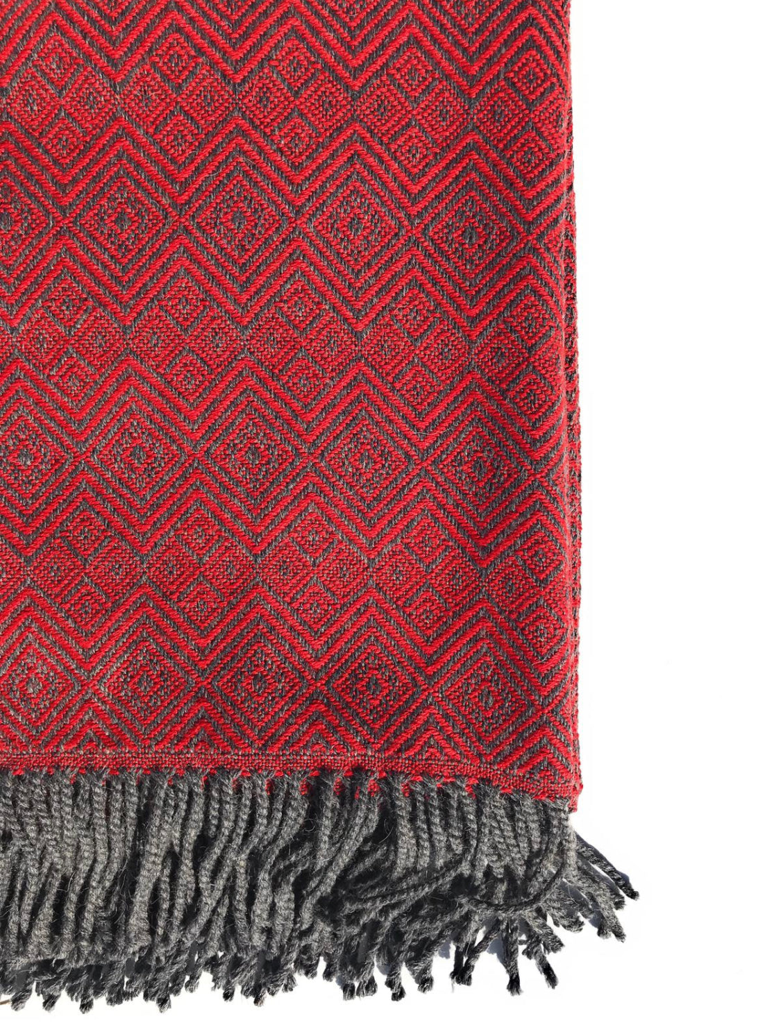 INCA RED and CHARCOAL Hand-loomed Alpaca Blanket