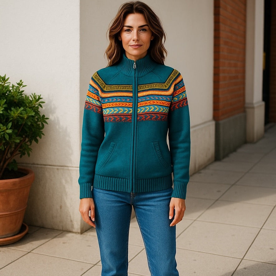 CUSCO ZIP UP STYLE ALPACA SWEATER (UNISEX)