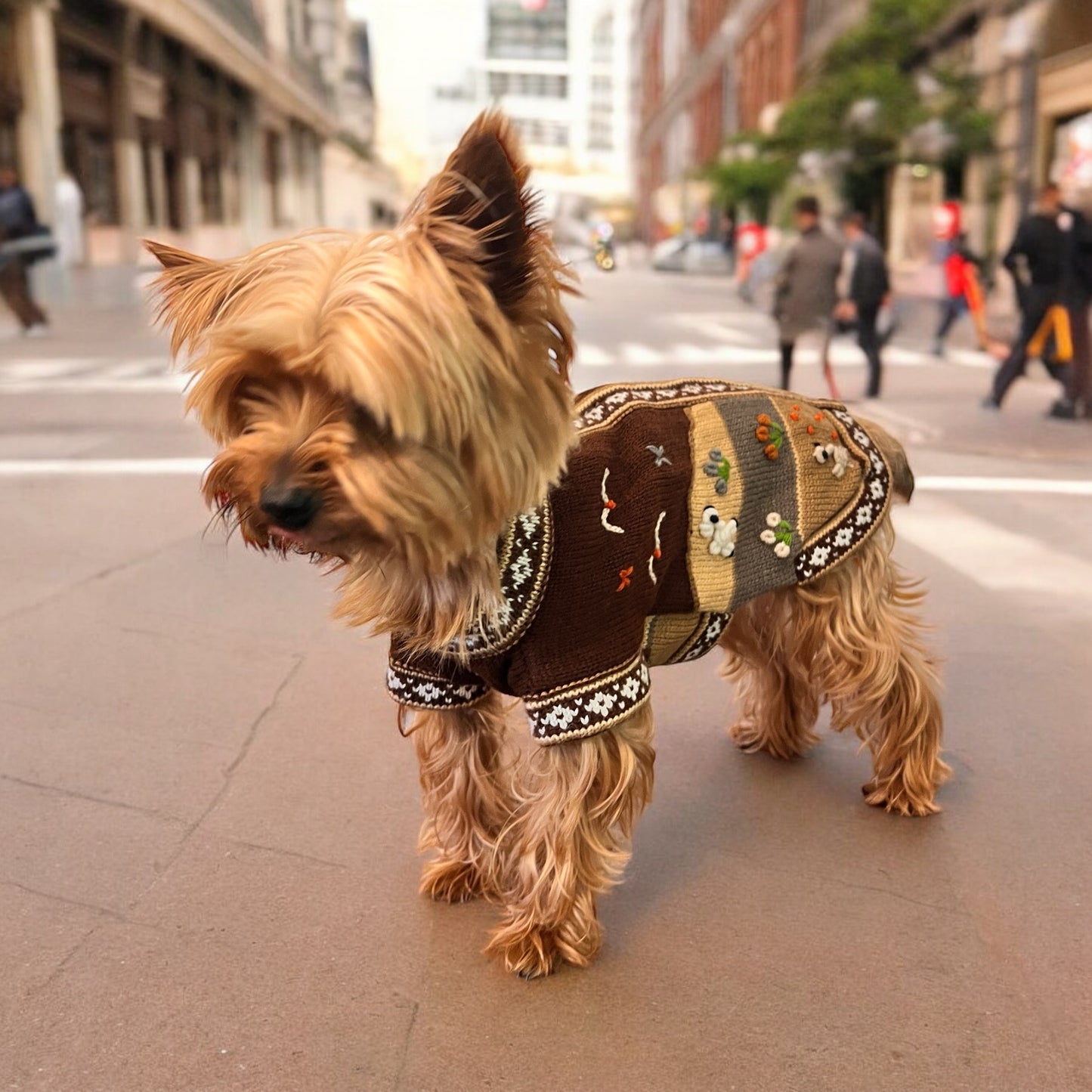 CAFE BROWN Handmade Peruvian Zip Up Dog Sweater (Sizes: X0-10)