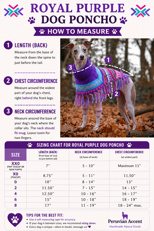 ROYAL PURPLE Alpaca dog poncho (sizes XX0-8)
