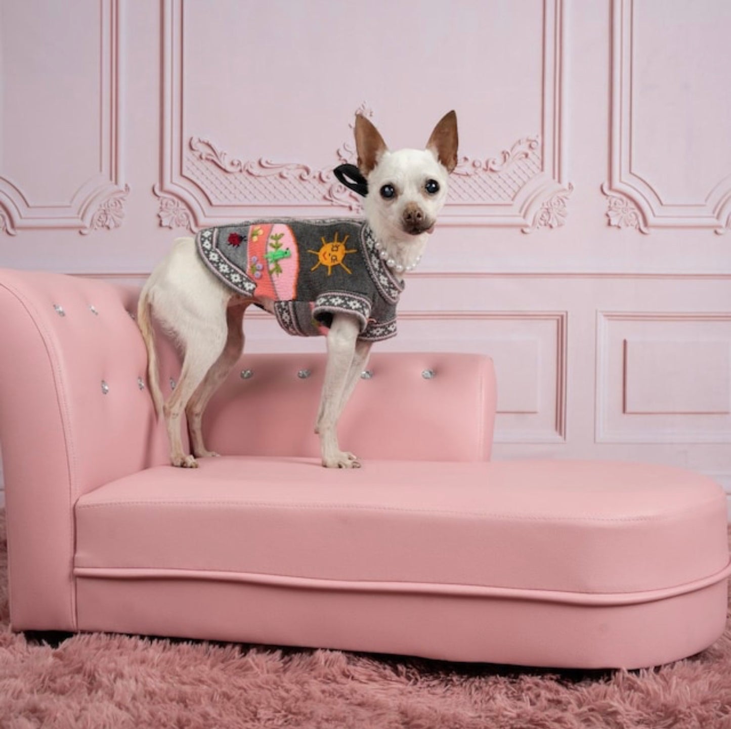 Gray and Pink Dog Sweater (SIZES XX0-14)