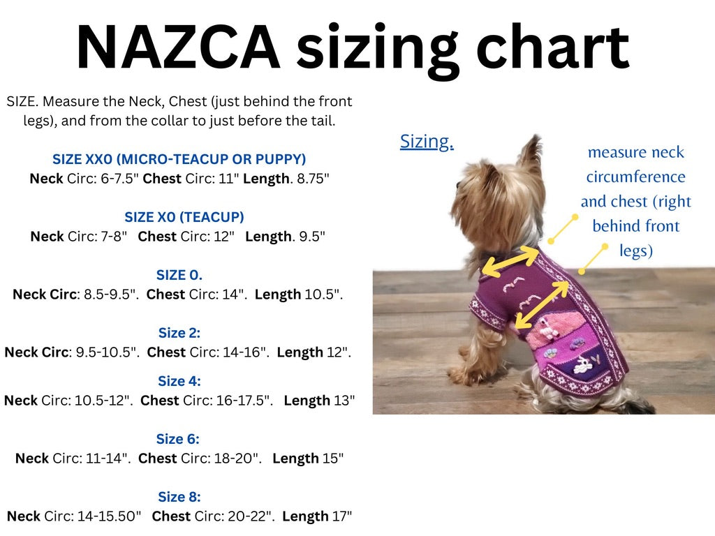 NAZCA Alpaca dog sweater, ROYAL PURPLE (Size XX0-8)