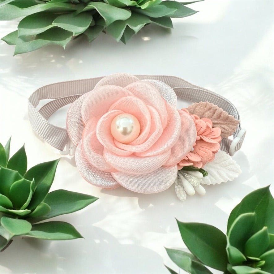 PEARL dog bow flower inspired for little dogs like yorkies from 4 lbs to 20 lbs