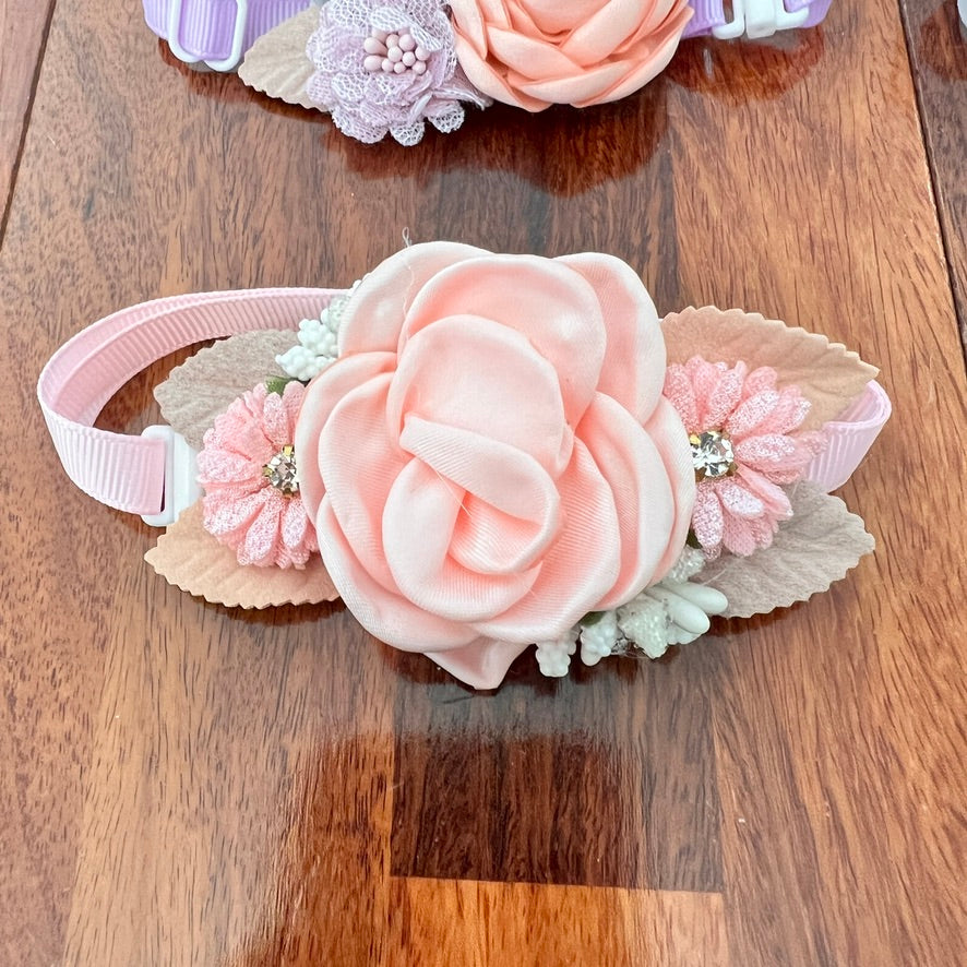 PINK GEM INSPIRED dog bow flower inspired for little dogs like yorkies from 4 lbs to 20 lbs