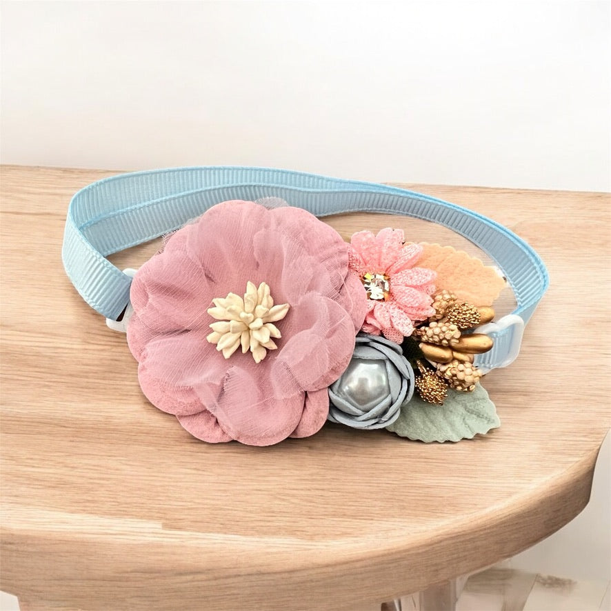 PINK dog bow flower inspired for little dogs like yorkies from 4 lbs to 20 lbs