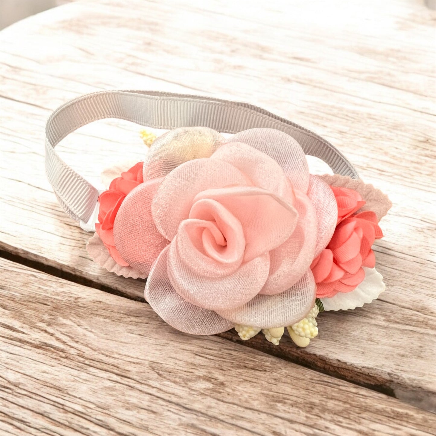 FLORAL PRINCESS dog bows with strap.
