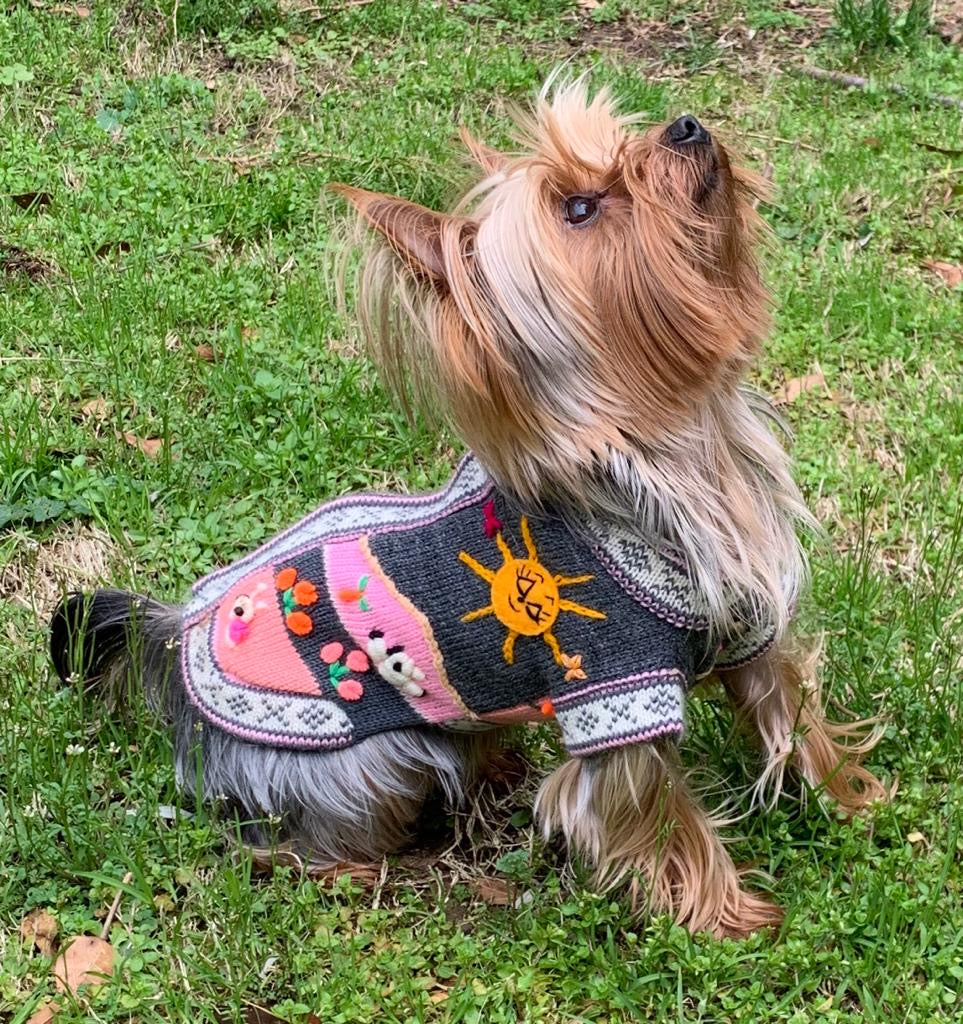 Gray and Pink Dog Sweater (SIZES XX0-14)