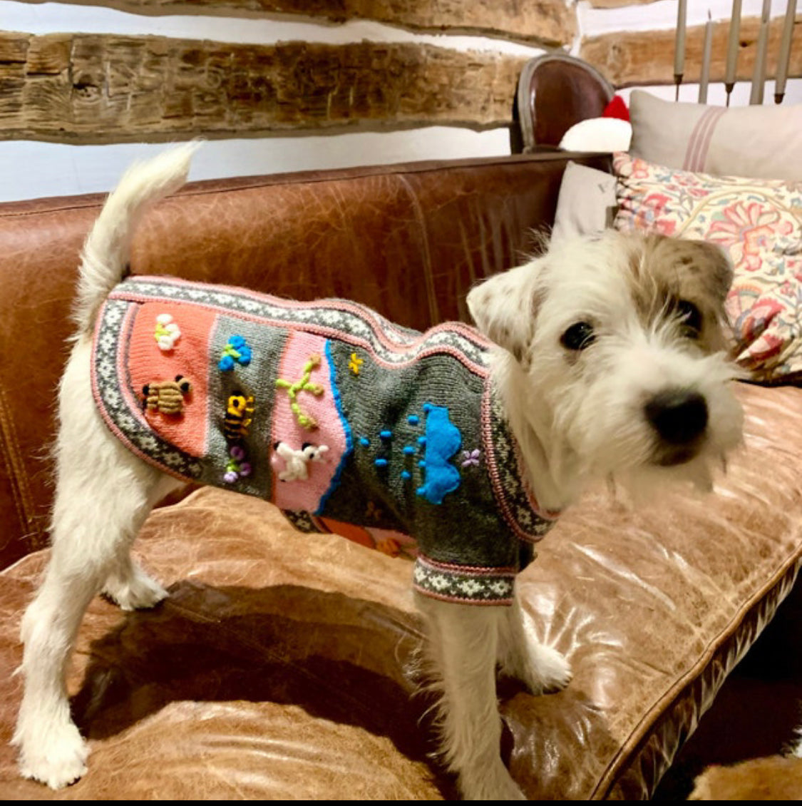 Gray and Pink Dog Sweater (SIZES XX0-14)