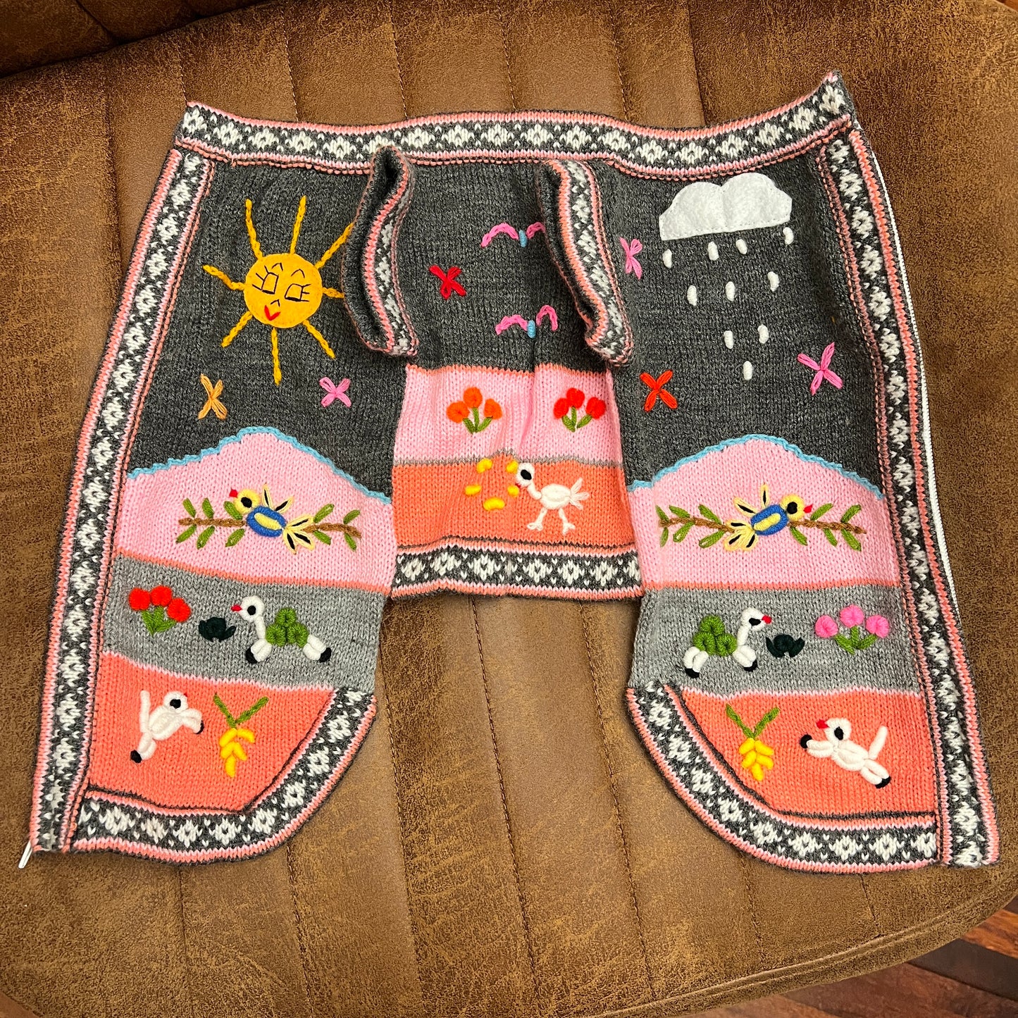 Gray and Pink Dog Sweater (SIZES XX0-14)