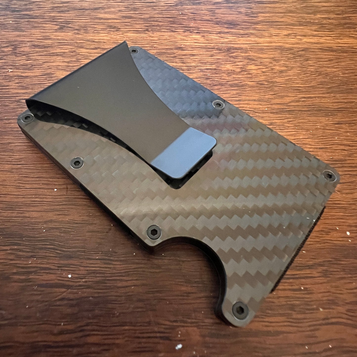 Black Carbon RFID blocking slim wallet.