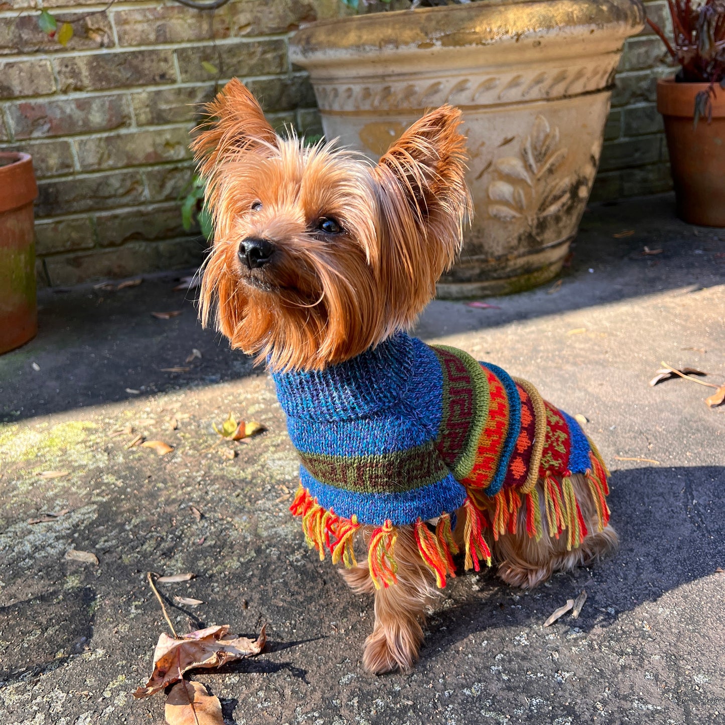 Handmade BLUE PURPLE TWEED Alpaca Dog Poncho SIZE XX0-20