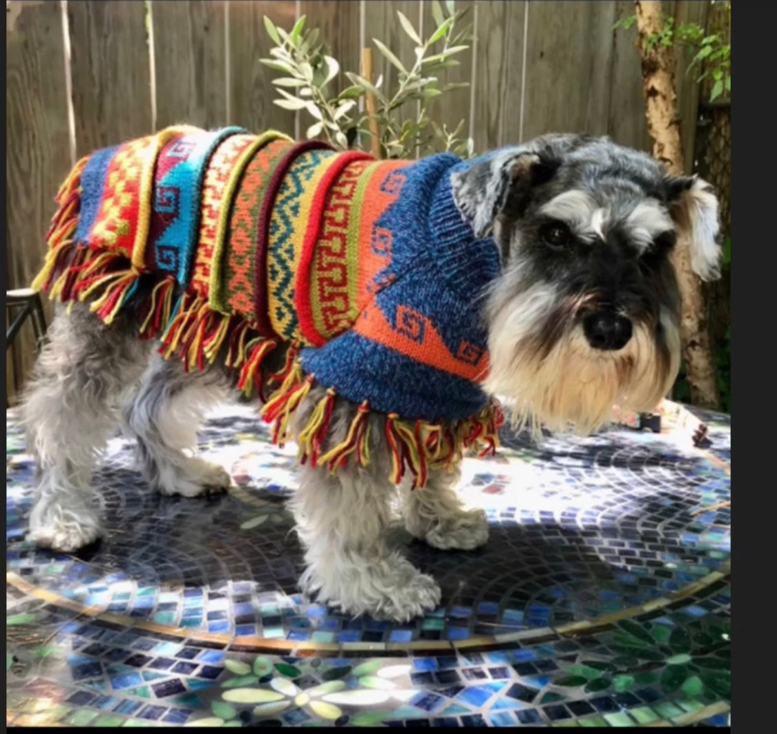 Handmade BLUE PURPLE TWEED Alpaca Dog Poncho SIZE XX0-20