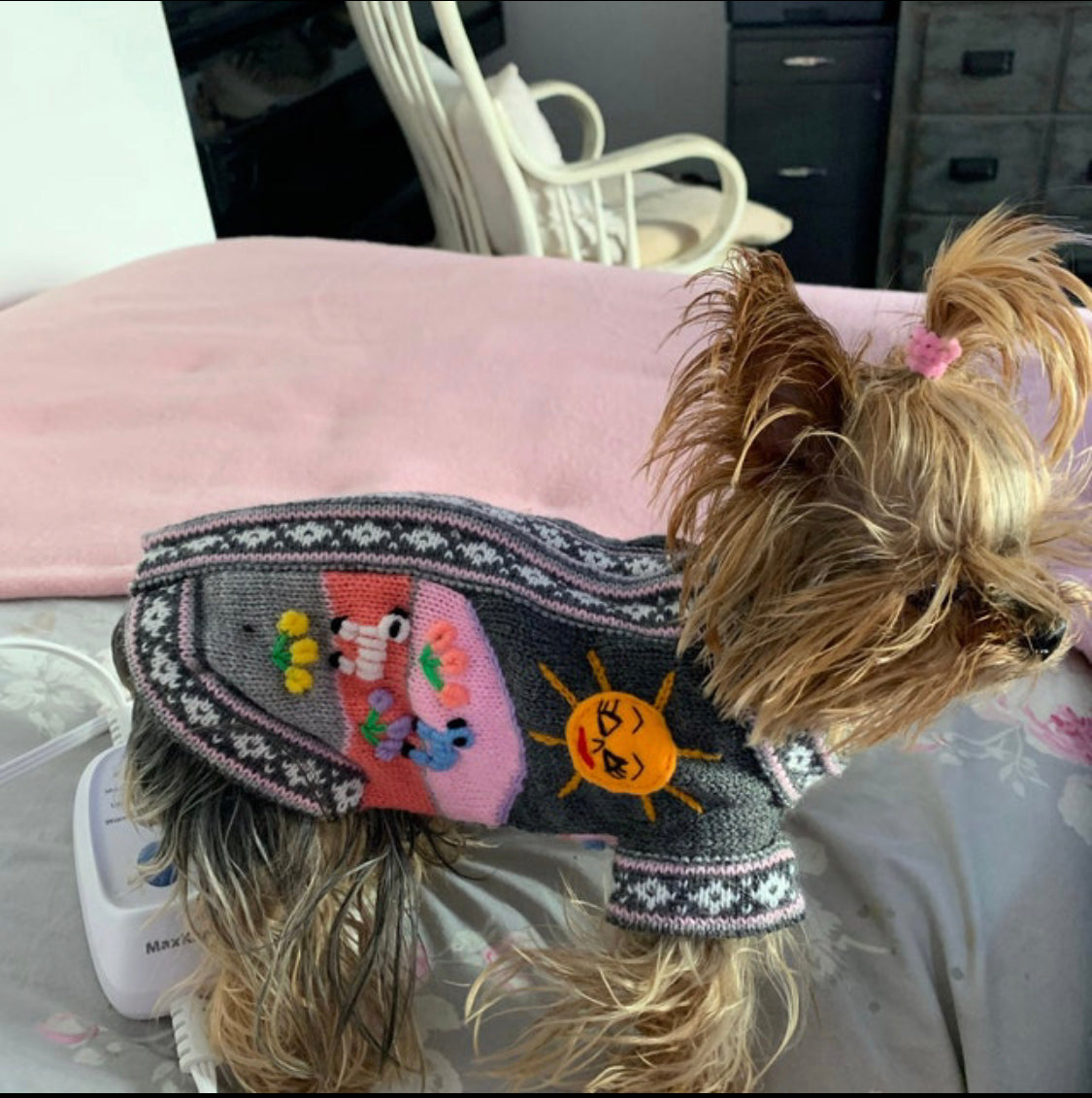 Gray and Pink Dog Sweater (SIZES XX0-14)
