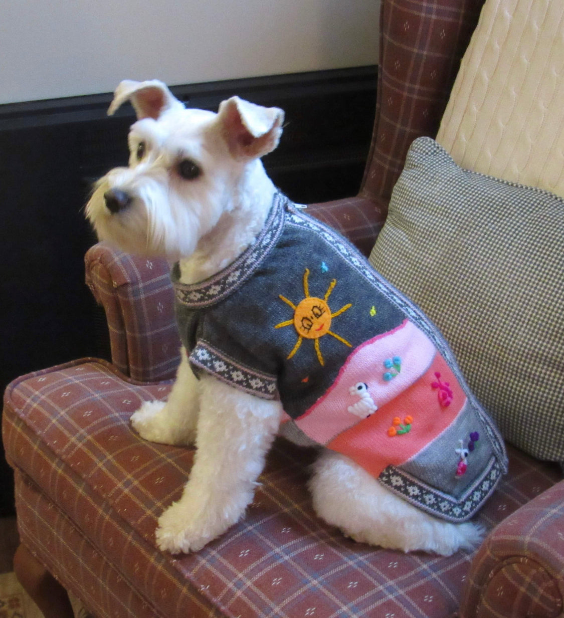 Gray and Pink Dog Sweater (SIZES XX0-14)
