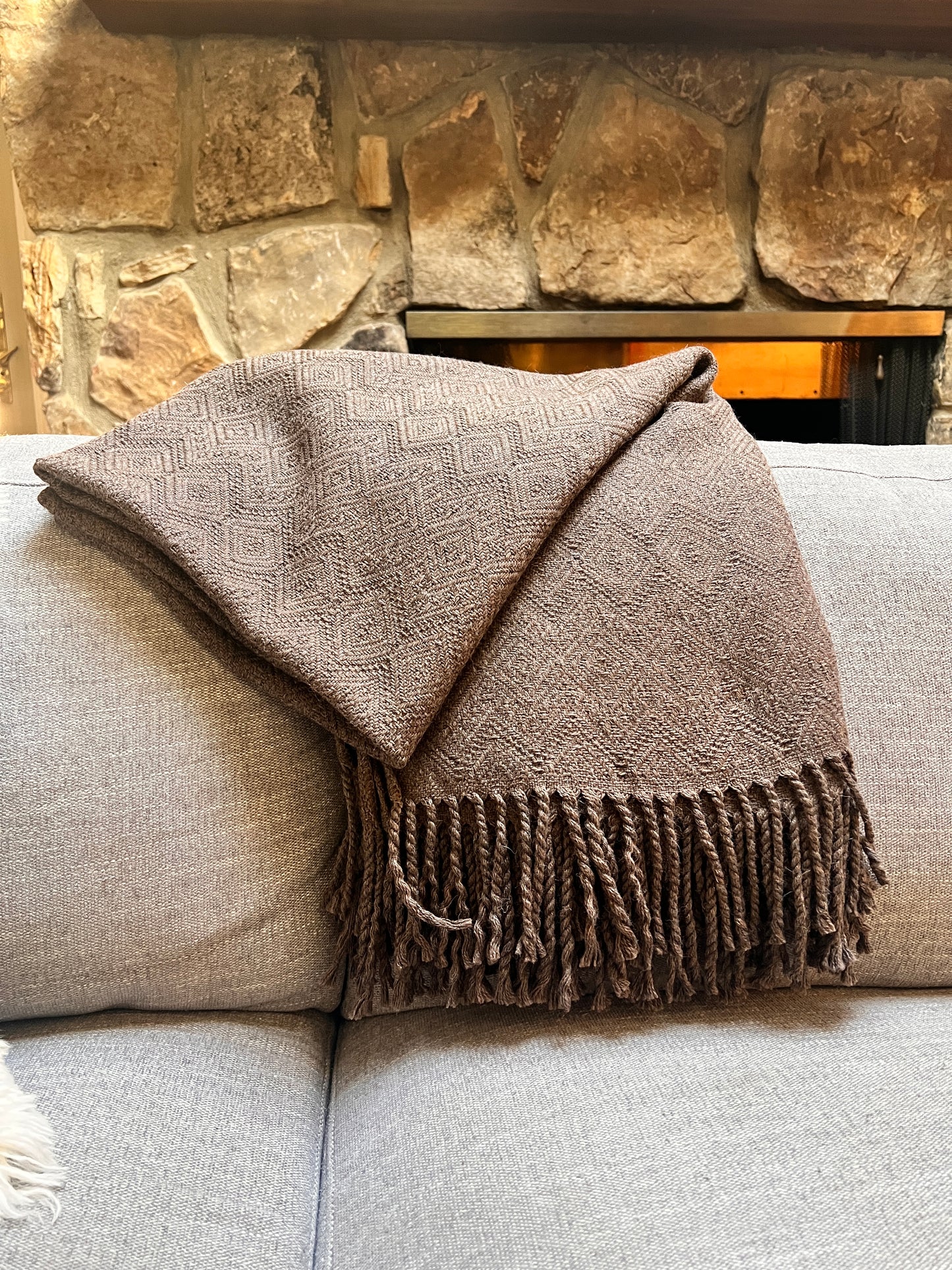Mocha Baby Alpaca Throw Blanket – Luxury Soft Warm Hypoallergenic Couch & Bed Blanket (52” x 63”)