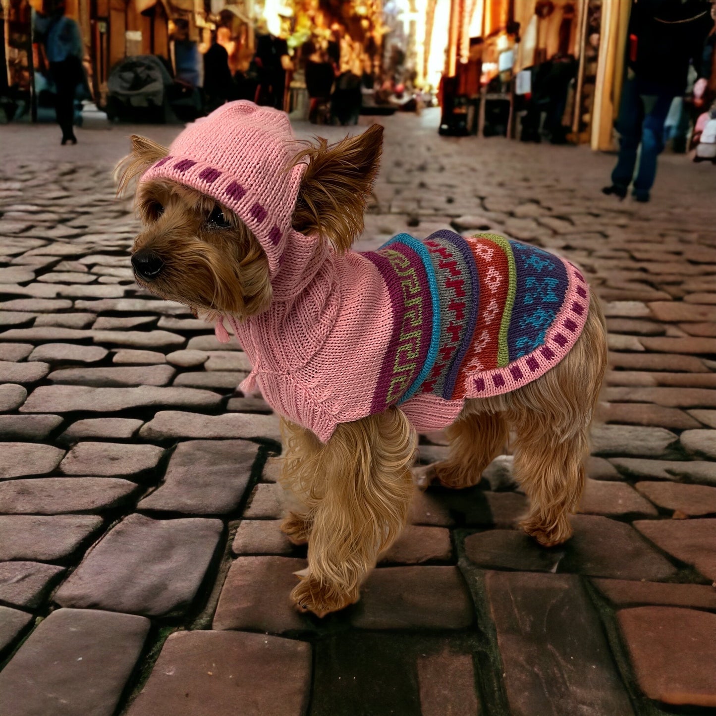Handmade Baby Pink Alpaca Dog Hoodie- (Size X0-8)