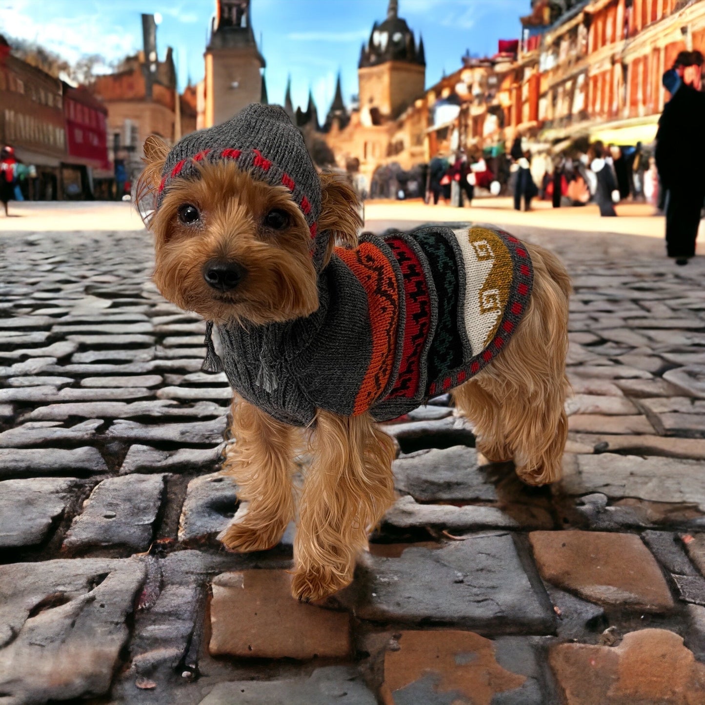 Peruvian Oxford Gray Alpaca Dog HOODIE- (Size X0-8)