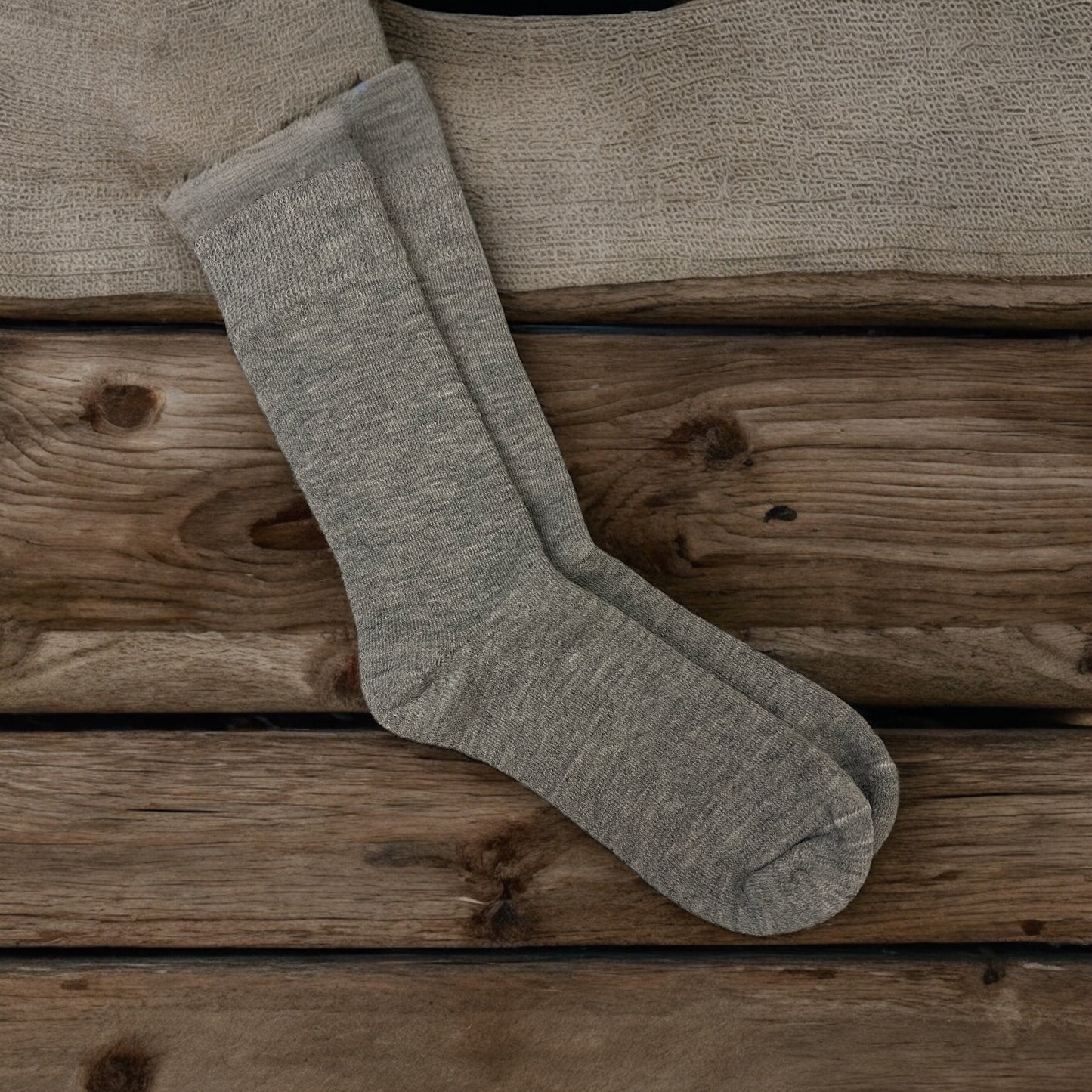 Silver color Luxury baby alpaca socks featuring hypoallergenic, moisture-wicking, and antimicrobial properties.