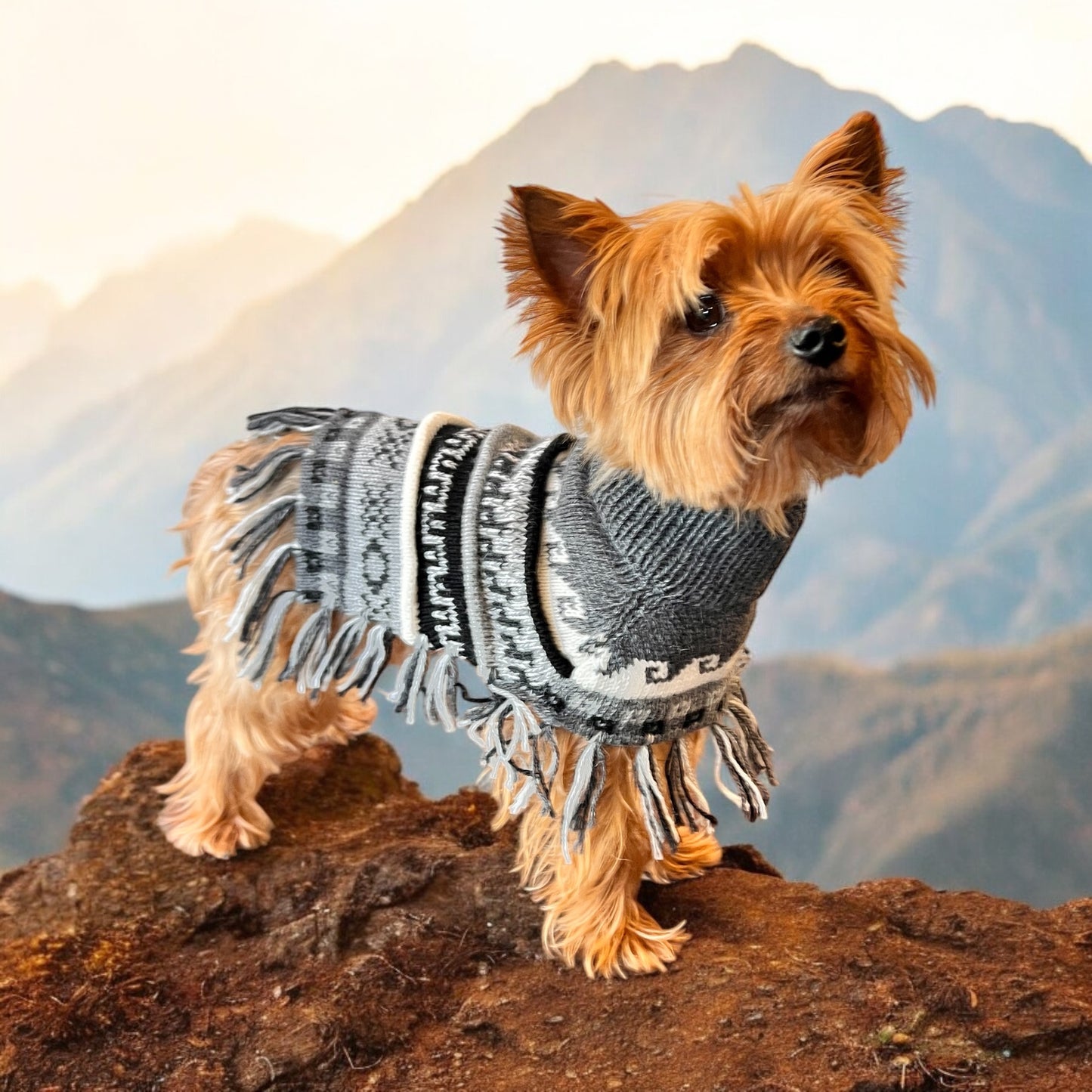 MACHU MIST (Charcoal) Alpaca dog poncho (sizes X0-8)