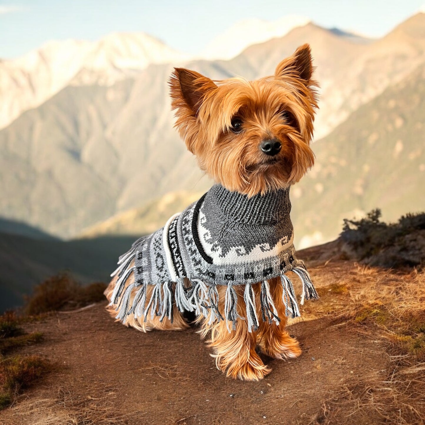 MACHU MIST (Charcoal) Alpaca dog poncho (sizes X0-8)