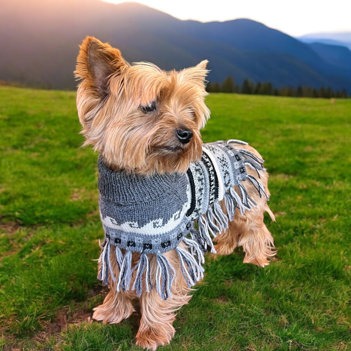 MACHU MIST (Charcoal) Alpaca dog poncho (sizes X0-8)