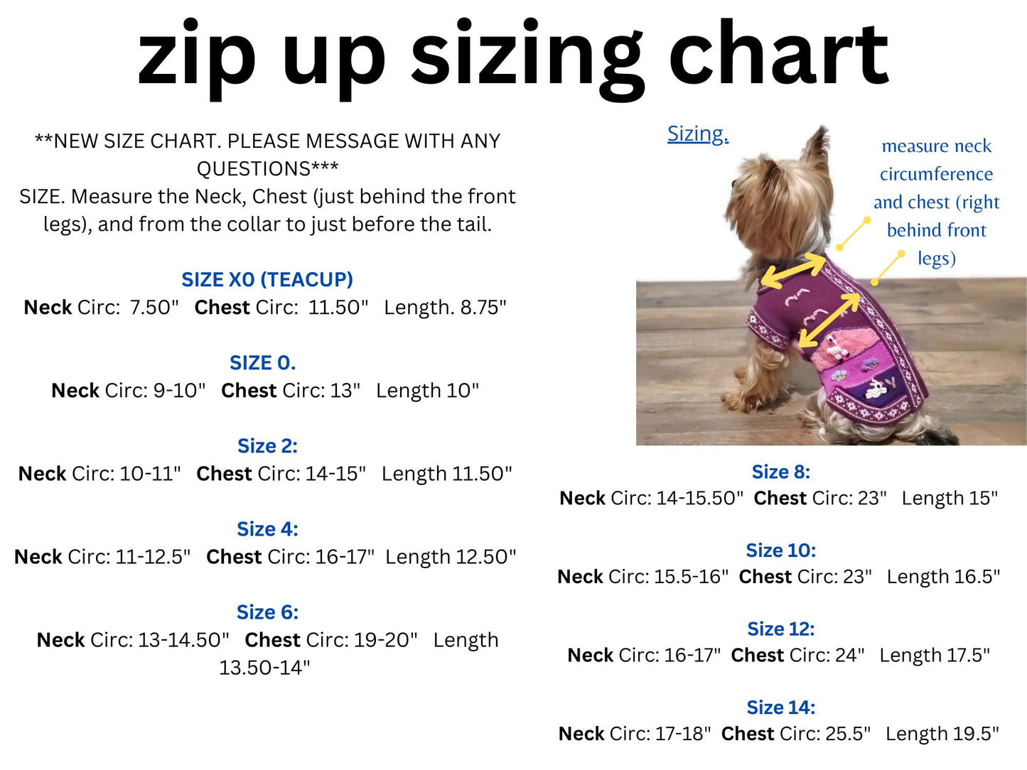 HARLEY COLOR Handmade Peruvian Dog Sweater All Sizes (XX0-14)