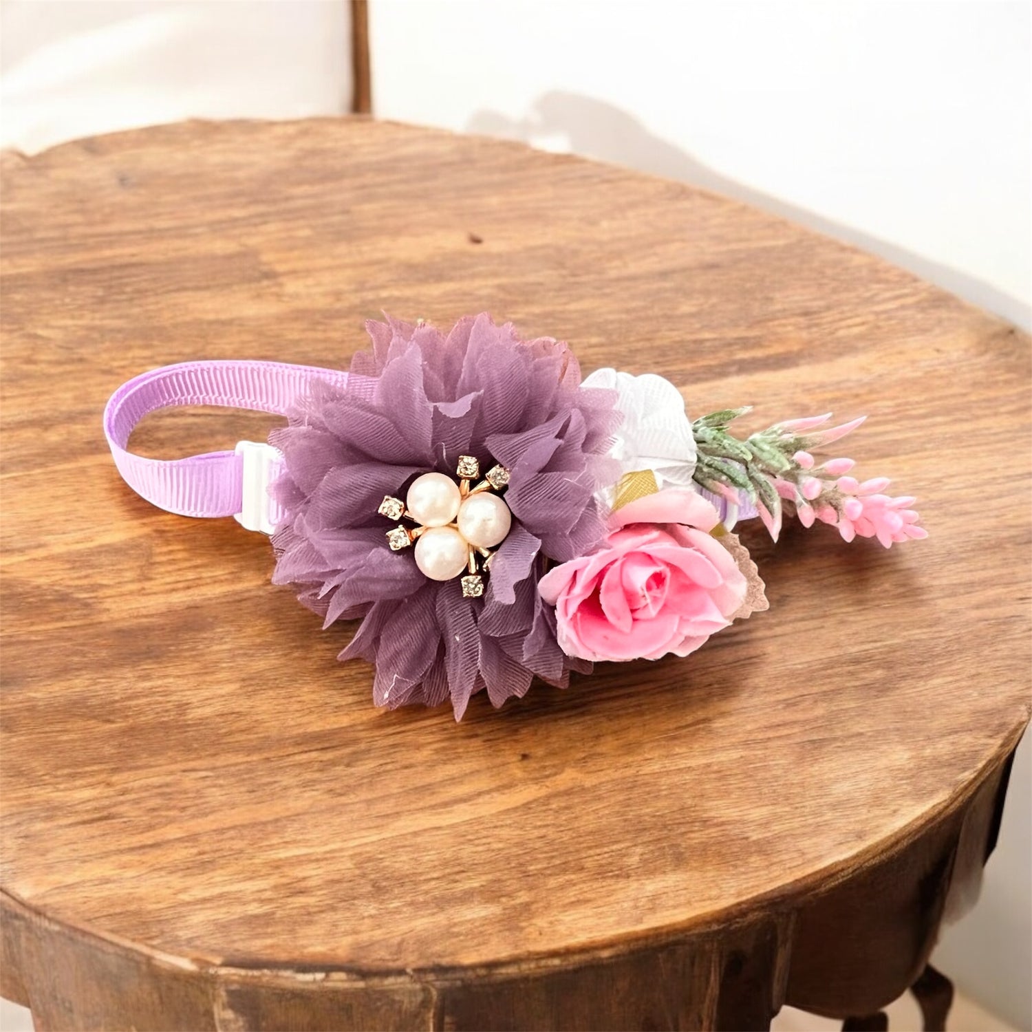 purple dog bow flower inspired for little dogs like yorkies from 4 lbs to 20 lbs