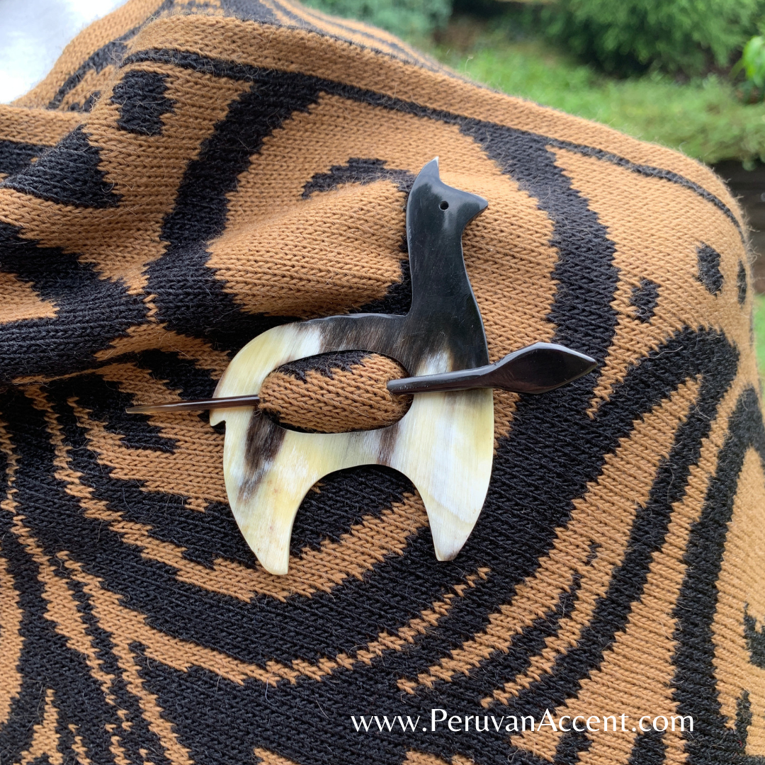 Handmade luxury sweater pins made from bull horns. - Peruvian Accent