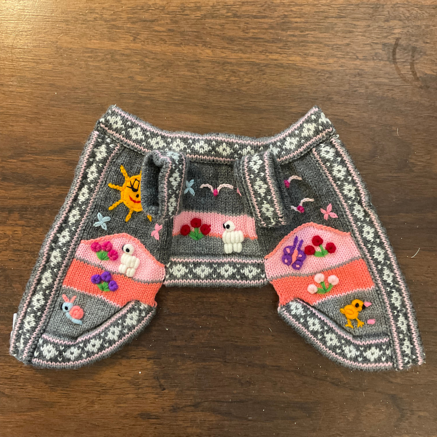 gray and pink Size XX0 dog sweater, Zip Up style for tiny dogs 2.5-3.5lbs. (all colors)