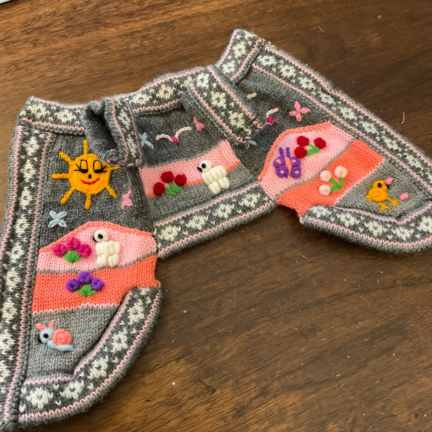 gray and pink Size XX0 dog sweater, Zip Up style for tiny dogs 2.5-3.5lbs. (all colors)