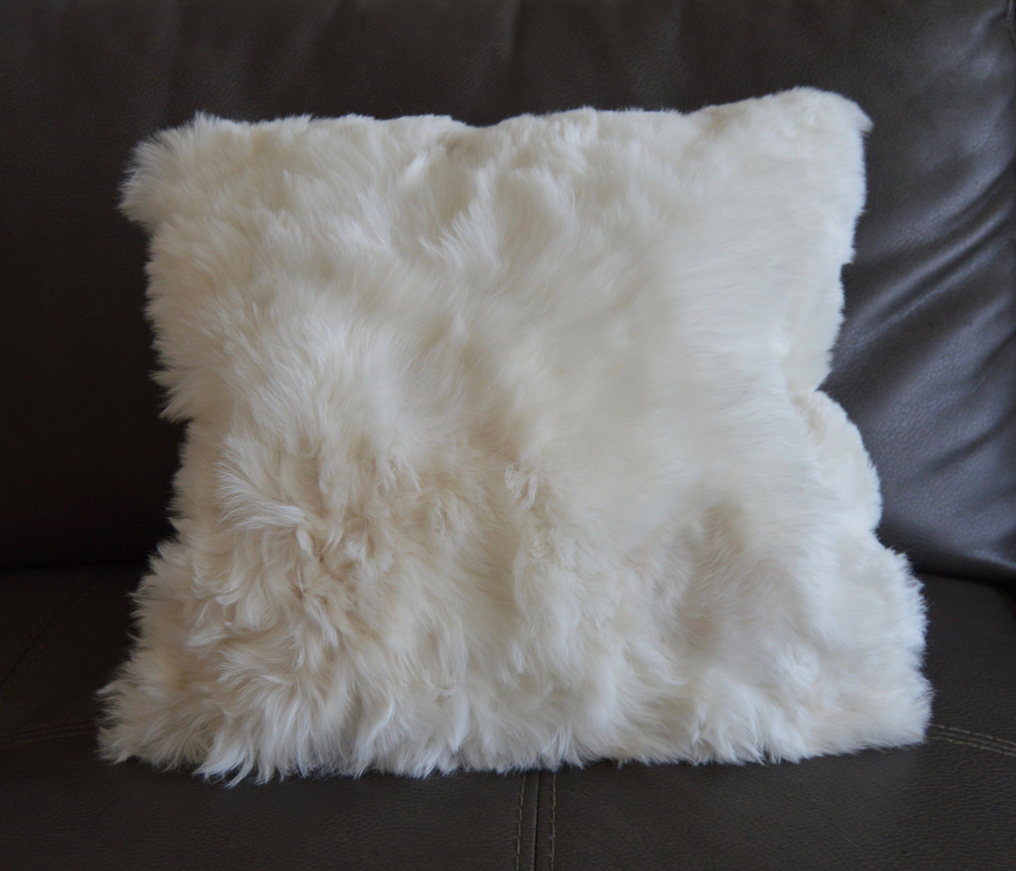 White, handmade Premium Baby Alpaca Fur pillow cover.20"x20". Fur on ONE side. FREE SHIP - Peruvian Accent