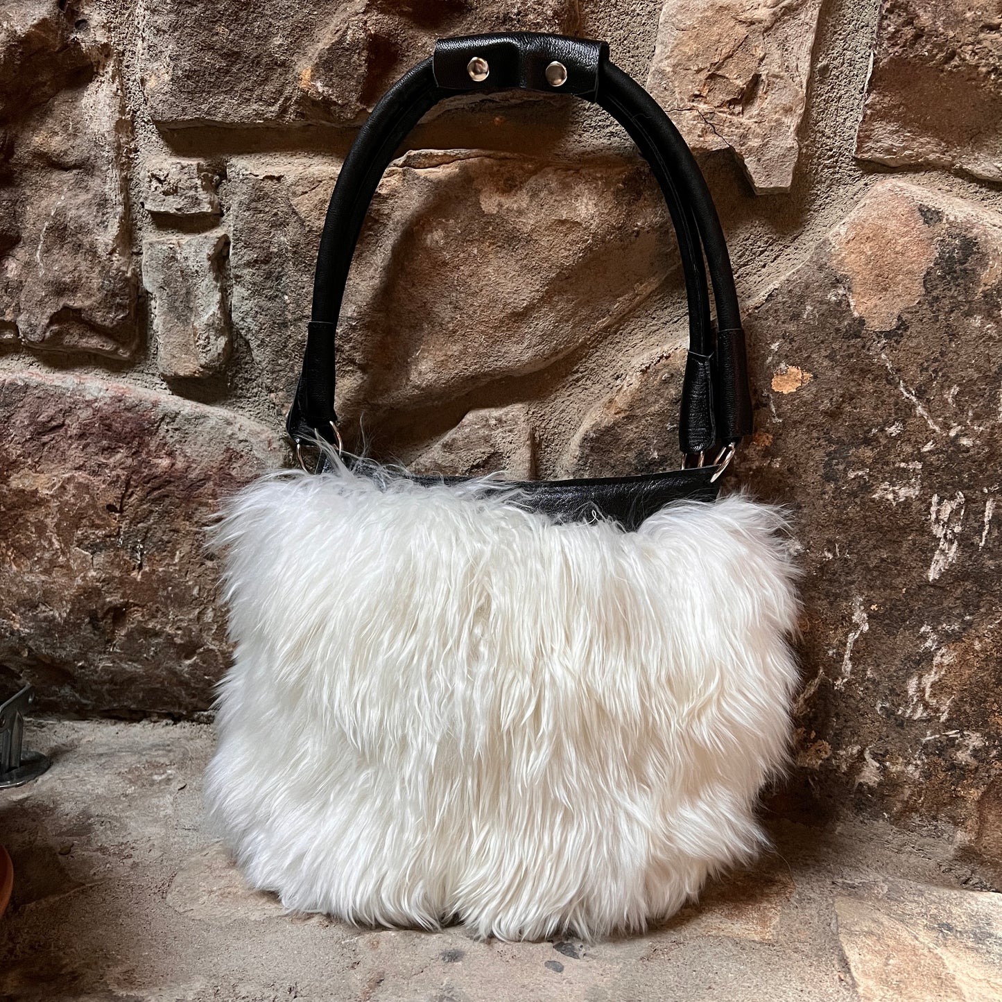 TAUPE Luxury Alpaca Fur Purse – Elegant & Soft