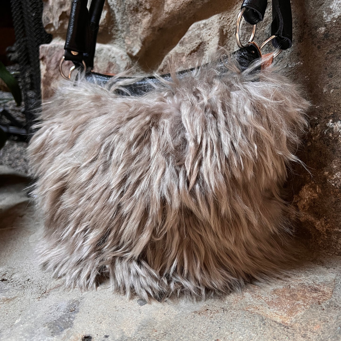 TAUPE Luxury Alpaca Fur Purse – Elegant & Soft