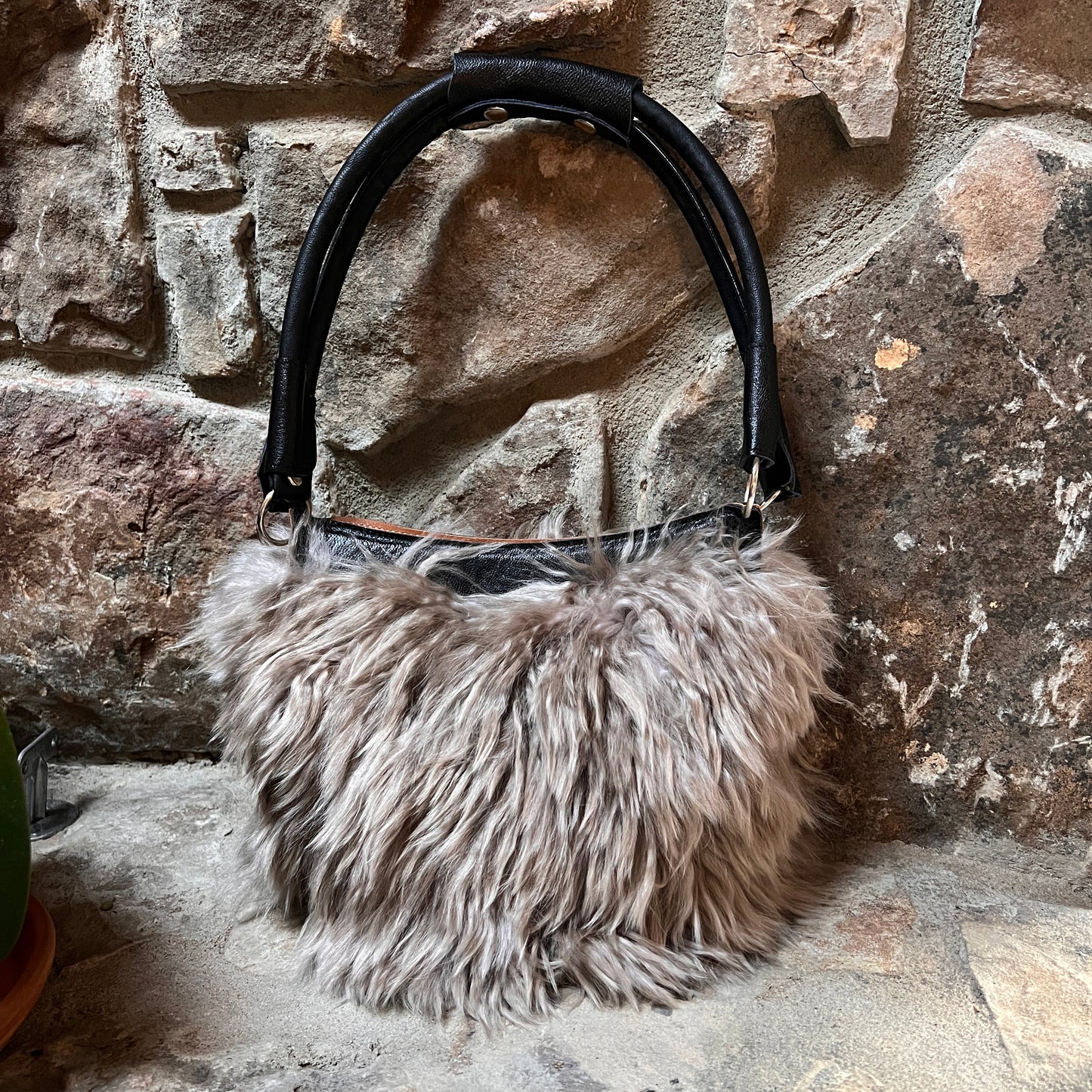 TAUPE Luxury Alpaca Fur Purse – Elegant & Soft
