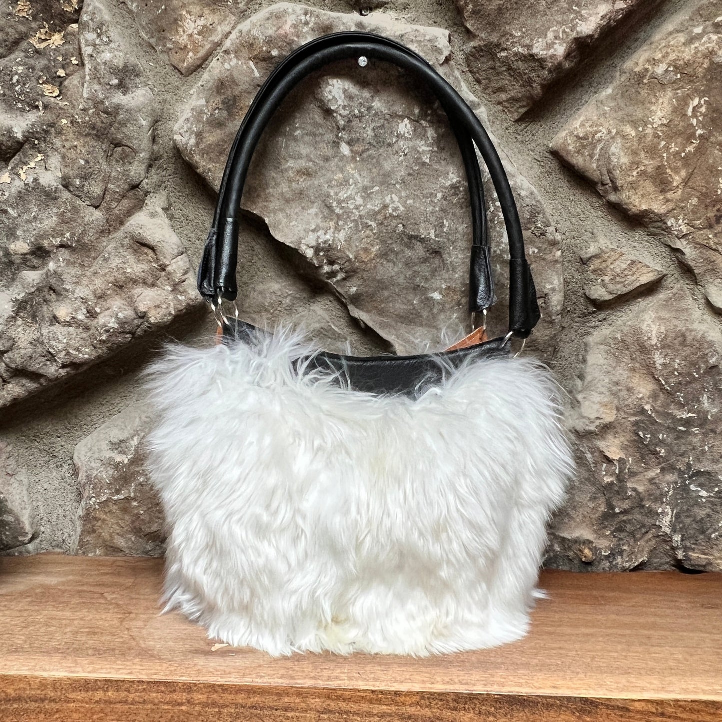 Luxury Handmade Suri Alpaca Fur Purse. White